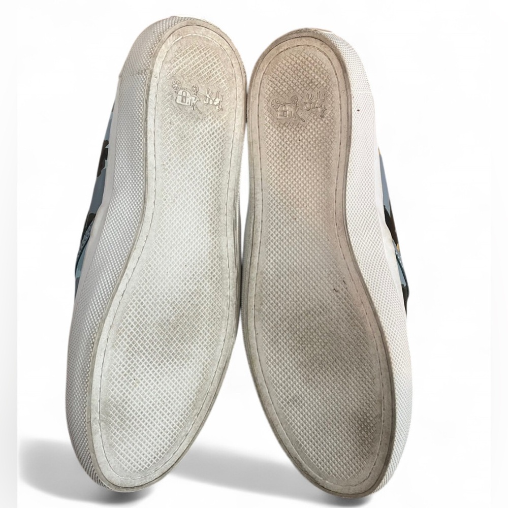 Coach Chrissy Women Blue Floral Leather Flat Slip On Shoes Summer Preppy - Picture 4 of 7